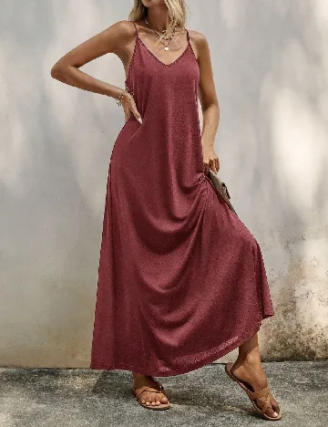 Rochie lunga Emery Rose, roz pudra inchis