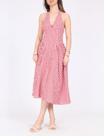 Rochie medie SHEIN, alb/rosu