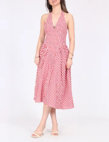 Rochie medie SHEIN, alb/rosu