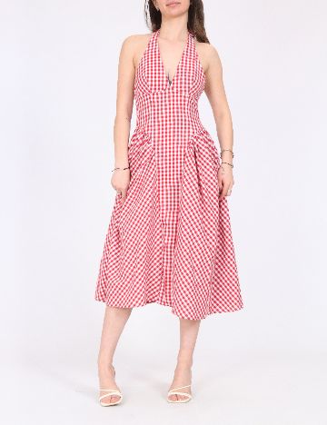 Rochie medie SHEIN, alb/rosu