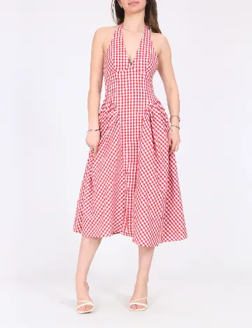 Rochie medie SHEIN, alb/rosu