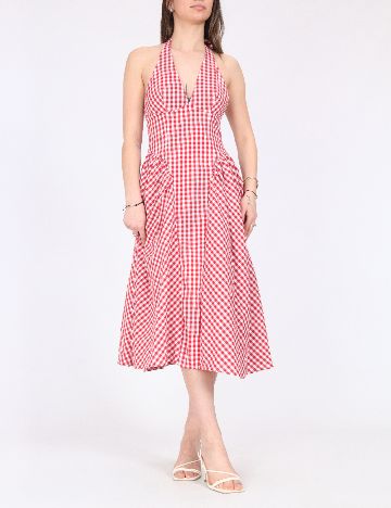 Rochie medie SHEIN, alb/rosu