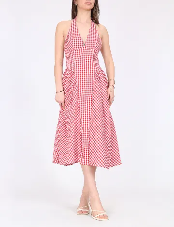 Rochie medie SHEIN, alb/rosu