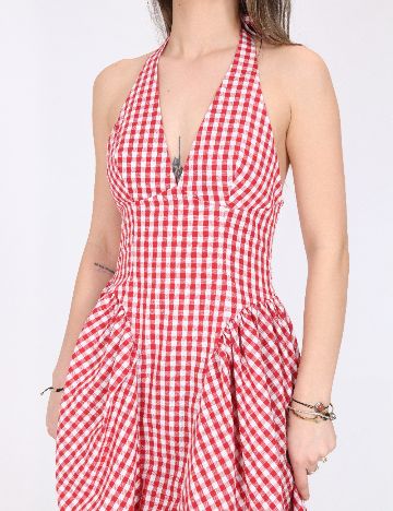 Rochie medie SHEIN, alb/rosu