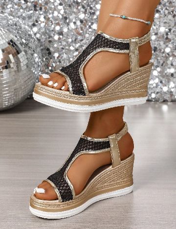 Sandale SHEIN, auriu/negru