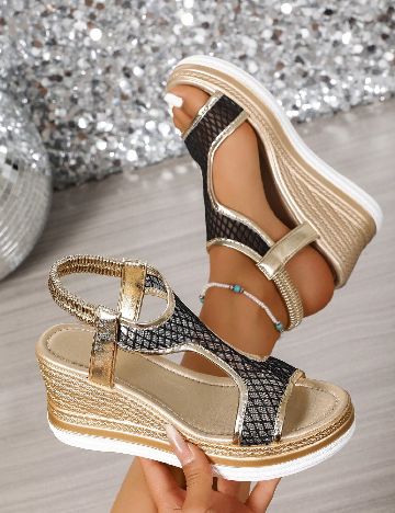 Sandale SHEIN, auriu/negru