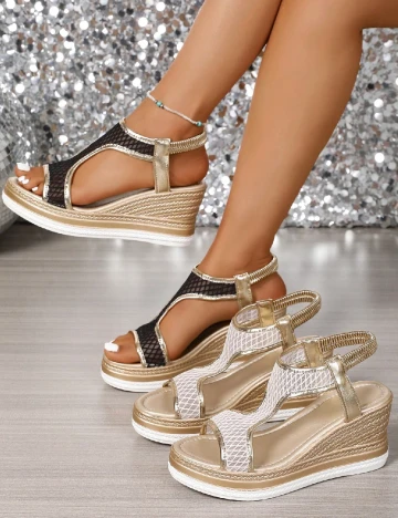Sandale SHEIN, auriu/negru
