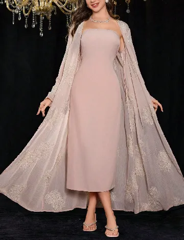 Rochie medie SHEIN, roz pudra inchis