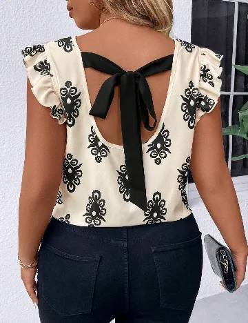 Bluza SHEIN CURVE, crem/negru