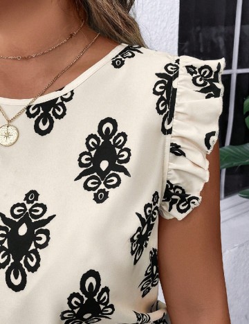 Bluza SHEIN CURVE, crem/negru