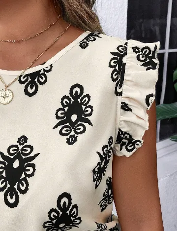 Bluza SHEIN CURVE, crem/negru