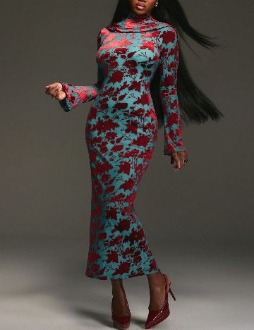 Rochie medie SHEIN, rosu/albastru