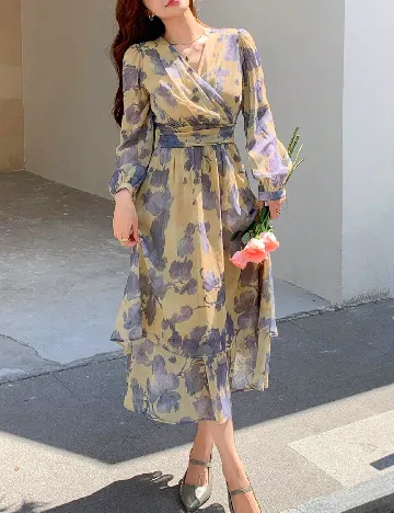 Rochie medie Dazy, galben