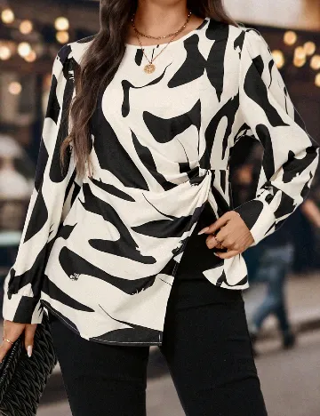 Bluza SHEIN CURVE, alb/negru