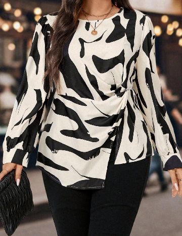 Bluza SHEIN CURVE, alb/negru