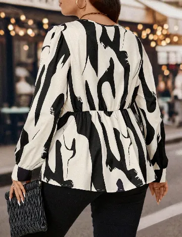 Bluza SHEIN CURVE, alb/negru