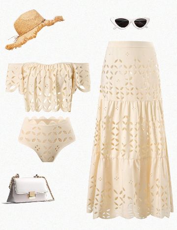 Costum de baie SHEIN, crem