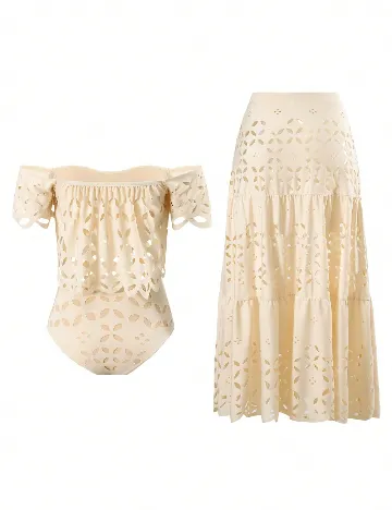 Costum de baie SHEIN, crem