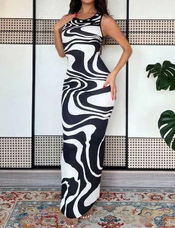 Rochie lunga SHEIN, alb/negru