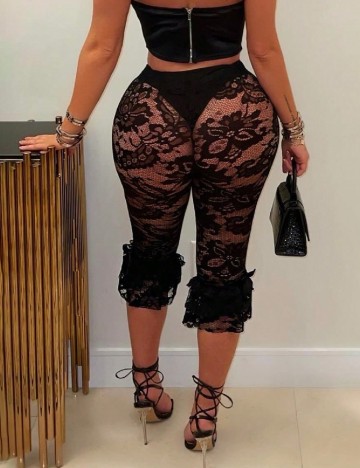 Pantaloni trei sferturi SHEIN, negru