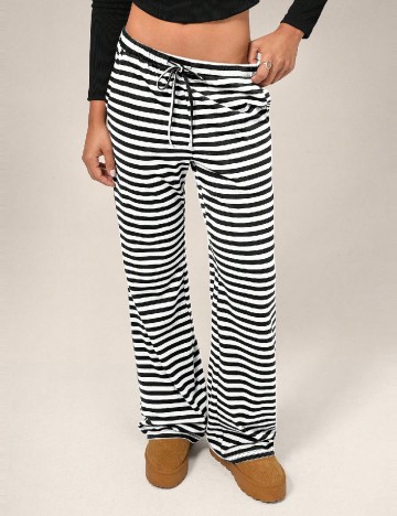 Pantaloni Forever 21, alb/negru
