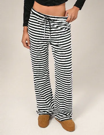 Pantaloni Forever 21, alb/negru