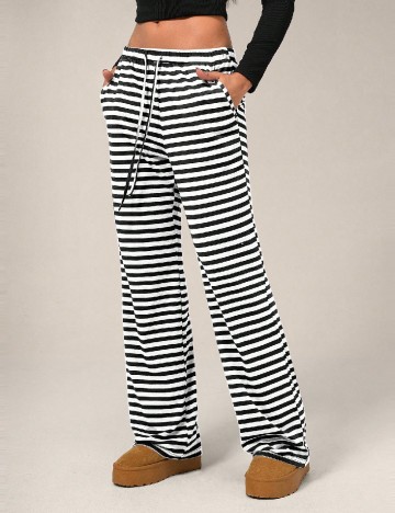 Pantaloni Forever 21, alb/negru