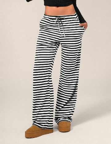 Pantaloni Forever 21, alb/negru