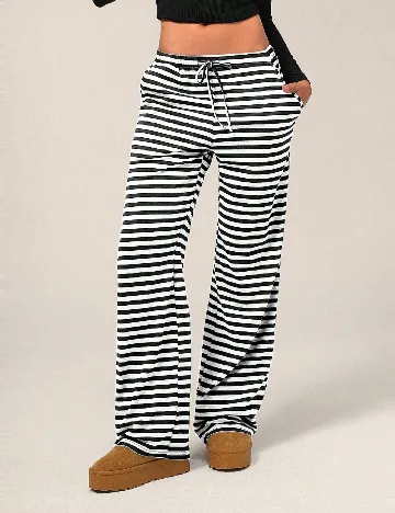 Pantaloni Forever 21, alb/negru