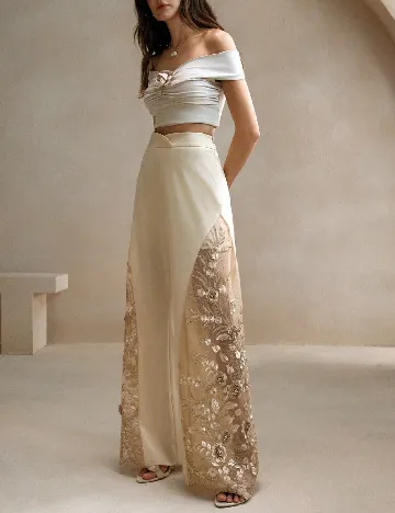 Pantaloni Anewsta, crem