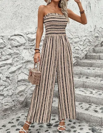 Salopeta SHEIN, crem/negru