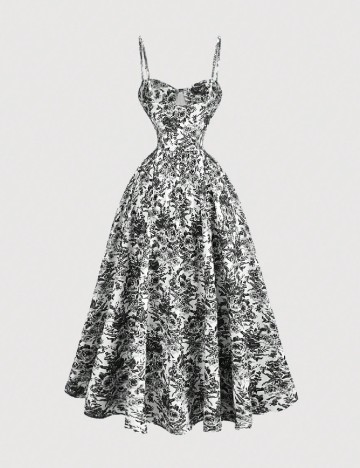 Rochie medie SHEIN, negru/alb