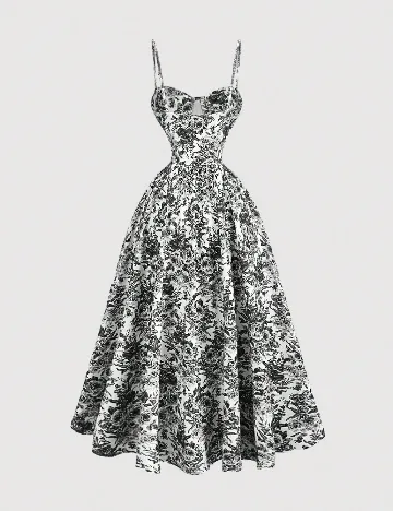 Rochie medie SHEIN, negru/alb