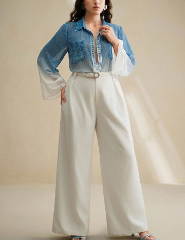 Camasa Anewsta Curve, albastru/alb