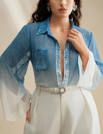 Camasa Anewsta Curve, albastru/alb