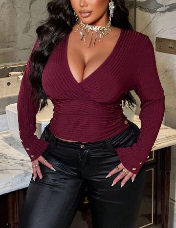 Bluza SHEIN CURVE, pruna