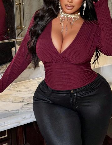 Bluza SHEIN CURVE, pruna