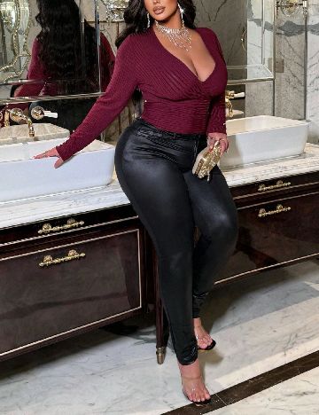 Bluza SHEIN CURVE, pruna