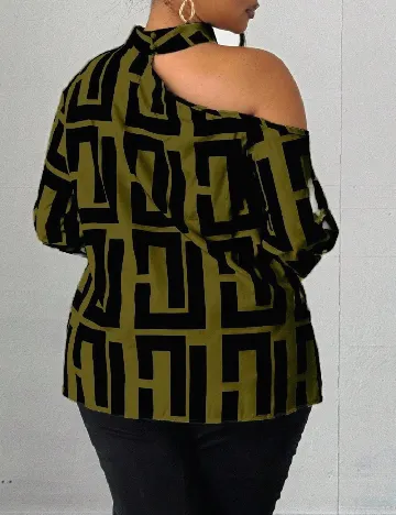 Bluza SHEIN CURVE, negru/verde