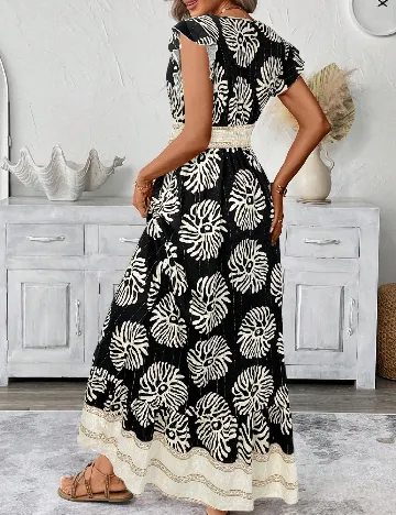 Rochie lunga SHEIN, crem/negru