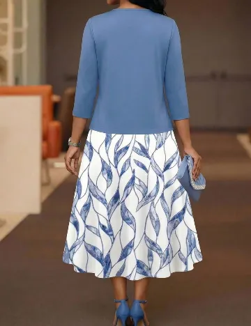 Set Rochie si Cardigan SHEIN CURVE, alb/albastru