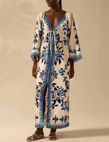 Rochie lunga SHEIN, crem/albastru