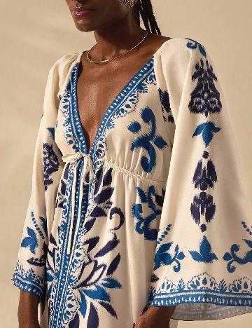 Rochie lunga SHEIN, crem/albastru