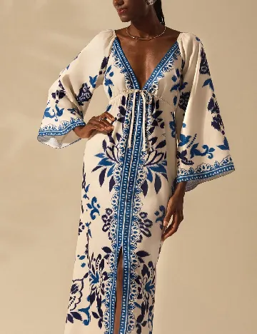 Rochie lunga SHEIN, crem/albastru