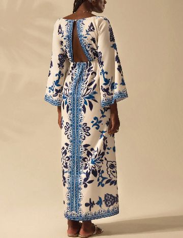 Rochie lunga SHEIN, crem/albastru