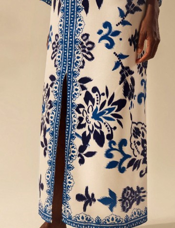 Rochie lunga SHEIN, crem/albastru