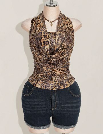 Top SHEIN CURVE, animal print