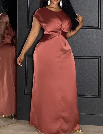 Rochie lunga SHEIN CURVE, roz pudra inchis