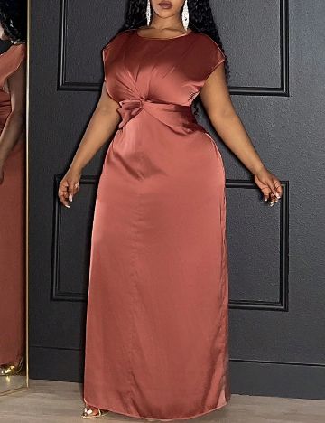 Rochie lunga SHEIN CURVE, roz pudra inchis