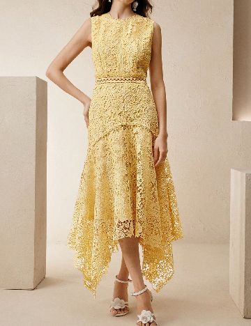 Rochie medie Anewsta, galben